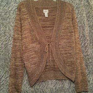 Chico's Gold Metallic Bolero Style Cardigan SZ3 (XL)